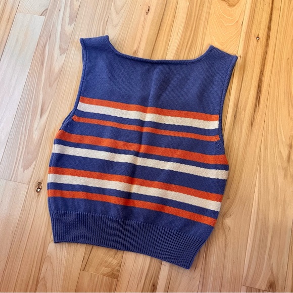Princess Highway Size Small blue and orange striped knit sweater vest - Picture 4 of 4
